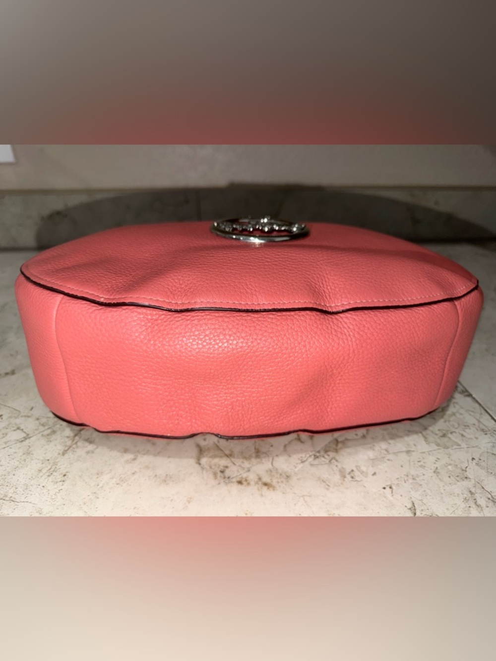 Coach Coral Pink Pebbled Leather Hobo Bag - Picture 6 of 15